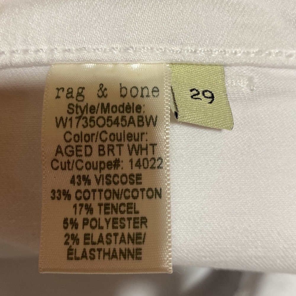 Rag & Bone Carpenter Aged Bright White Dre Jean Size 29 - Picture 11 of 12